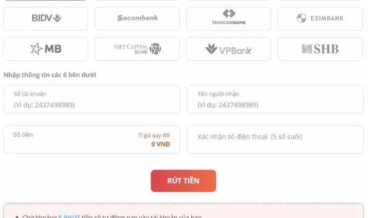 Đánh Thức Niềm Vui Cùng Hành Trình Rút Tiền OPPA888 Nhanh Chóng 2 Giao diện rút tiền OPPA888